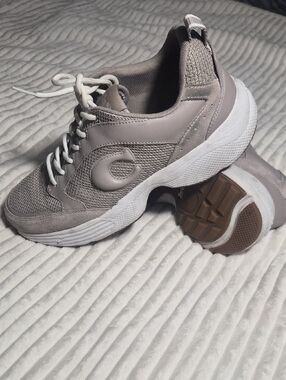 Chunky Coach Lace-Up Sneakers in Grey